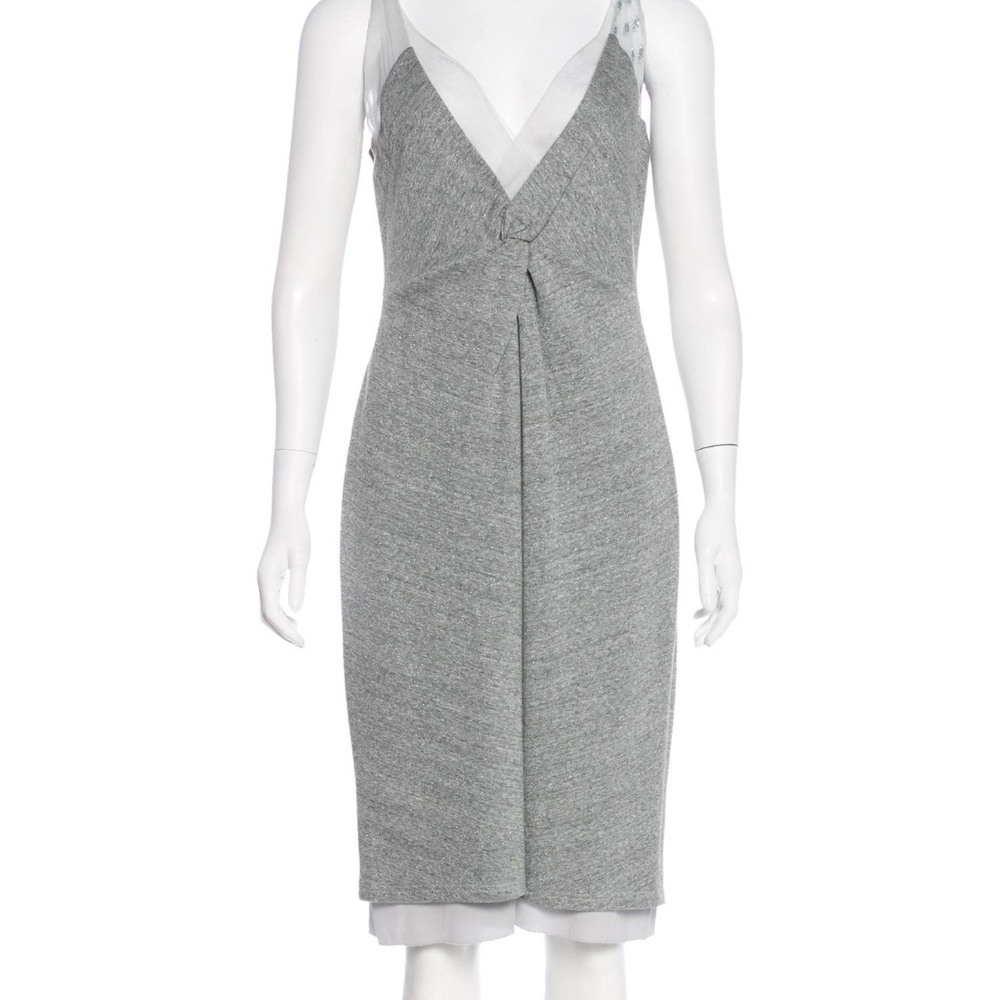 Designer Peter Som Grey Metallic Midi Dress